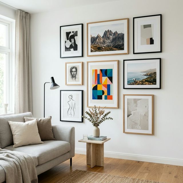 Beautiful gallery wall in a modern living room